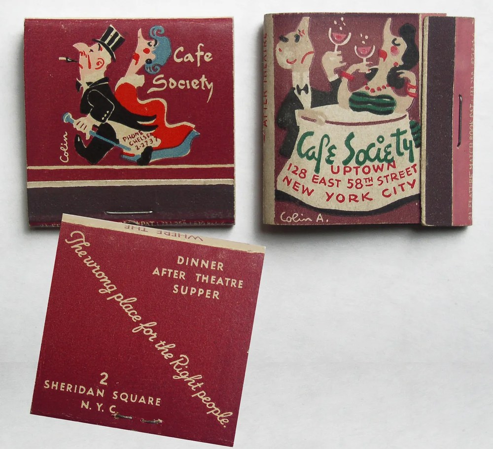 Cafe Society Downtown and Uptown matchbooks
