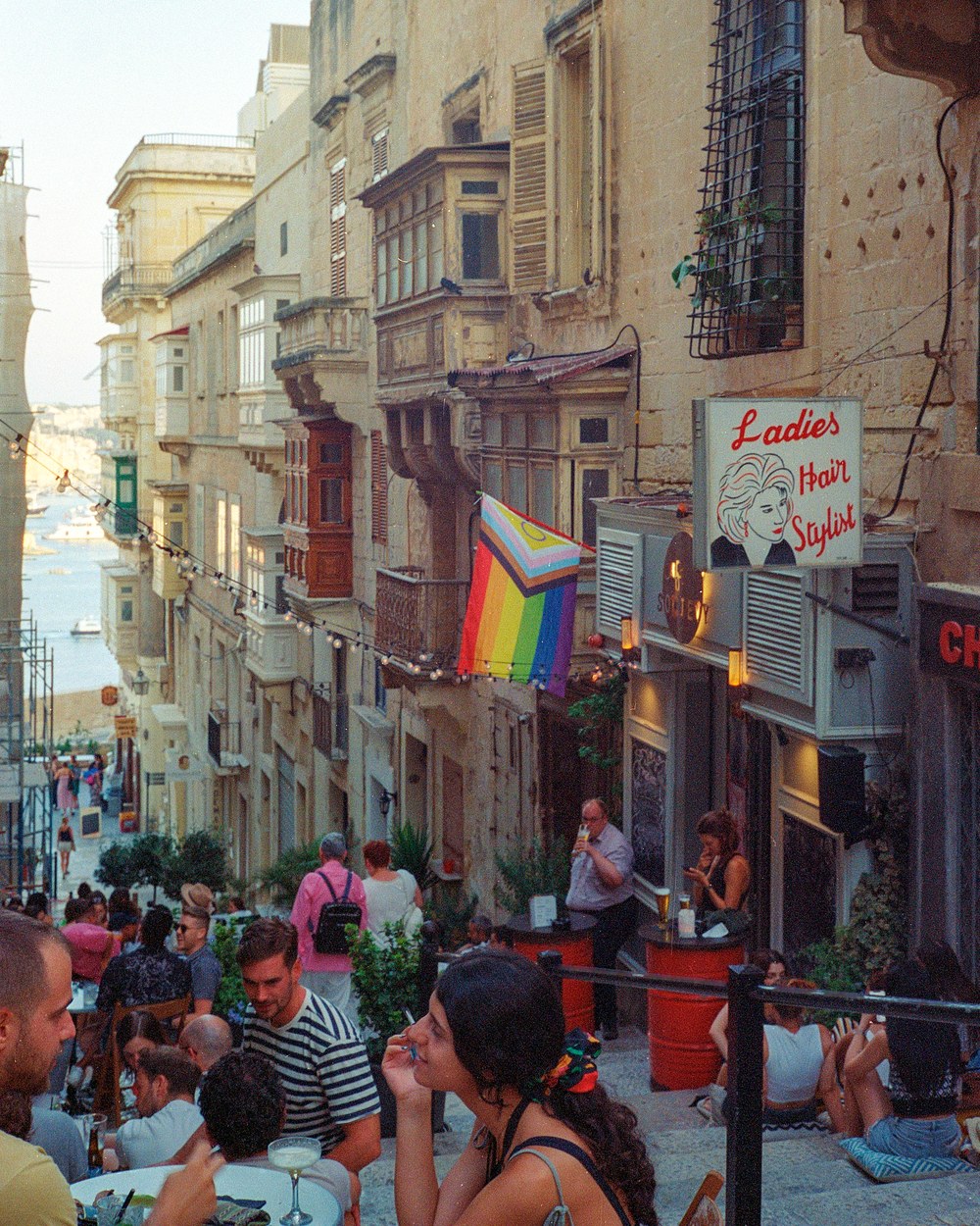 Cafe Society and the rainbow flag on St John's Street